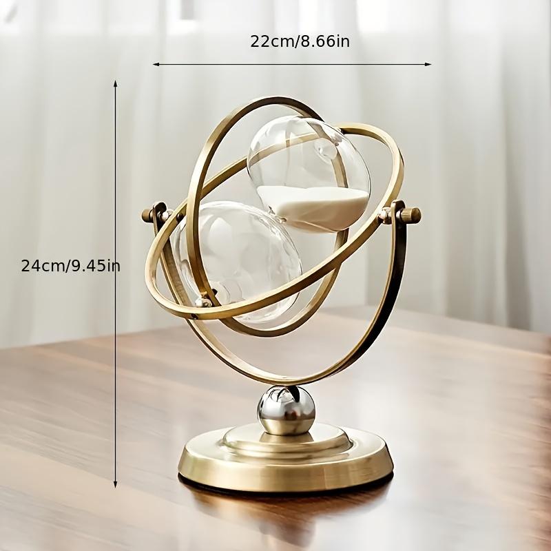 Antique Metal 30-Minute Hourglass Sand Timer, 720° Rotating White Sand Clock, Vintage Desk Decor, Home & Wedding Decoration