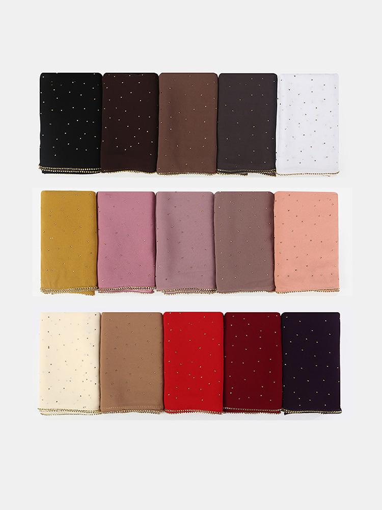 Chiffon Diamond Hijab Femme Musulman Women Sparkly Glitter Beach Wrap Silk Scarf Shawls Bandana Muffler Scarves Bufandas Mujer