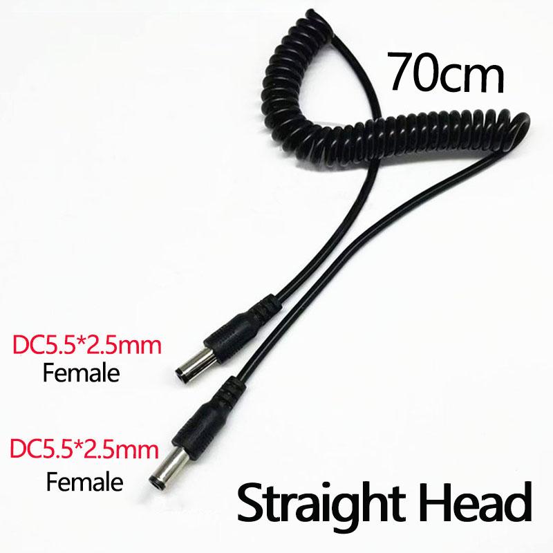 1PC DC Male  Femalespring Cable Connector5.5 X 2.5 Mm 5.5mm X 2.1mm Straight Plug Power Charger150cm 70cmextension Cord