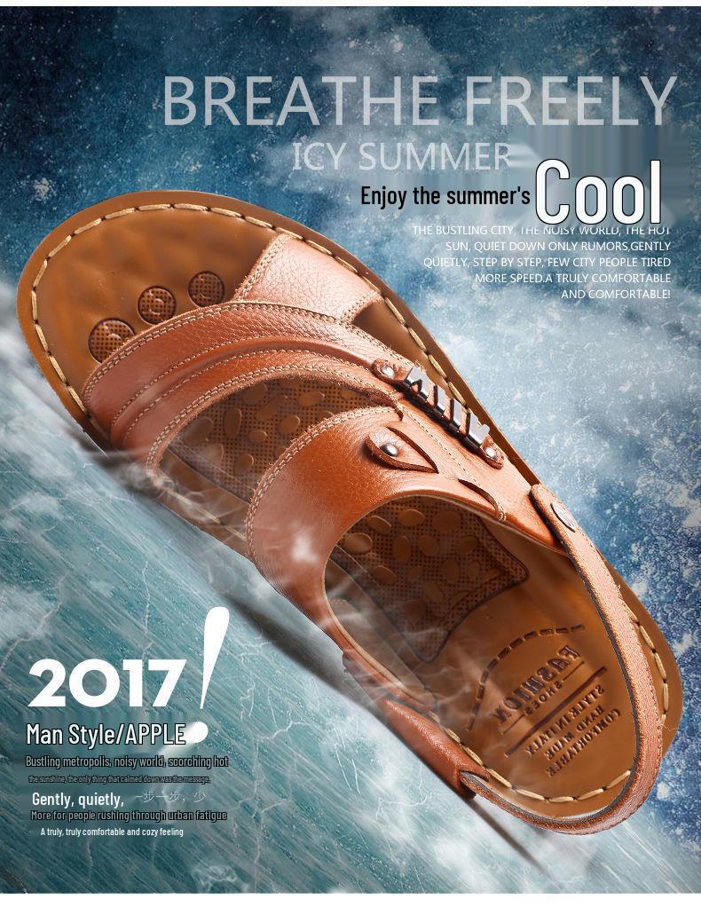 Męskie sandały plażowe z prawdziwej skóry na podeszwie Oxford