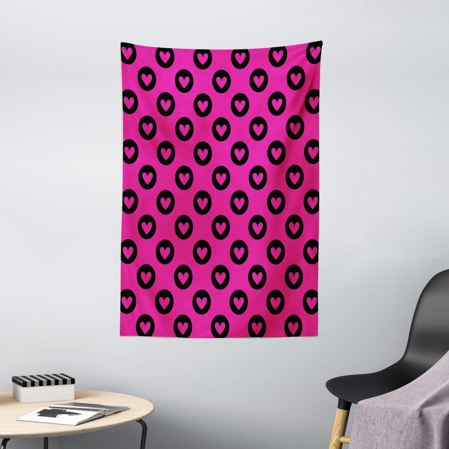 Tapestry with hot pink hearts inside 75x100