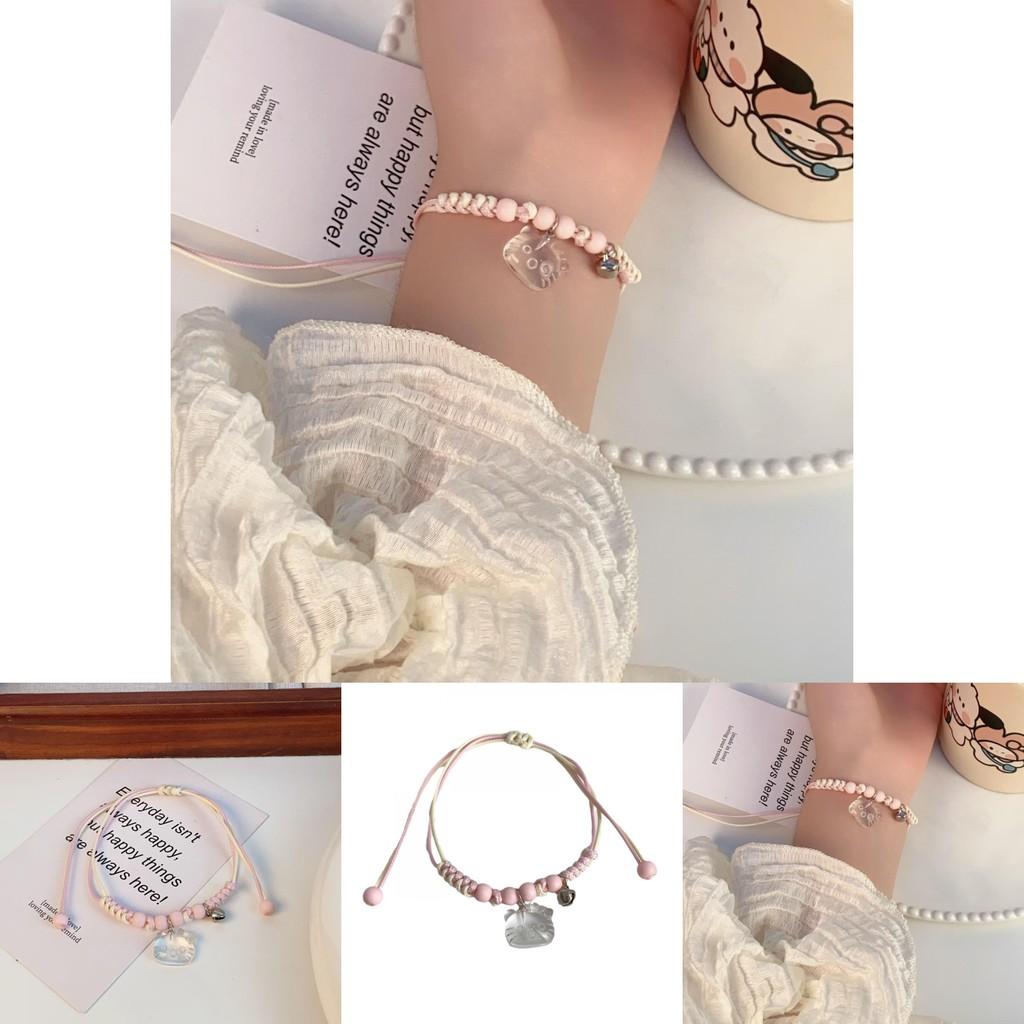 Stylish Handwoven Cat-themed Bracelets For Women In Gorgeous Pink And Blue Perfect For Summer And Gift Giving