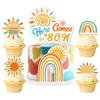 6pcs Here Comes The Sun Cake Topper Yellow Orange Blue Balls Cake Topper Here Comes The Son Baby Shower Boho Cake Decoration