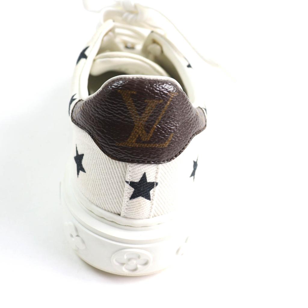 Great LOUIS VUITTON Sneakers timeout line Monogram star Leather White Canvas Used