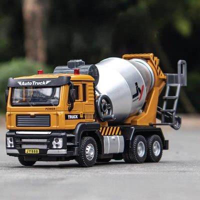 Engineering Vehicle Cement Mixer & Transport Truck Simulation Diecast & Toy Vehicles Sounds & Light Pull Back Car 1:50 Alloy Model