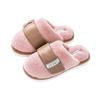 2025 new light luxury Velcro fluffy slippers autumn and winter indoor household velvet warm couple cotton slippers