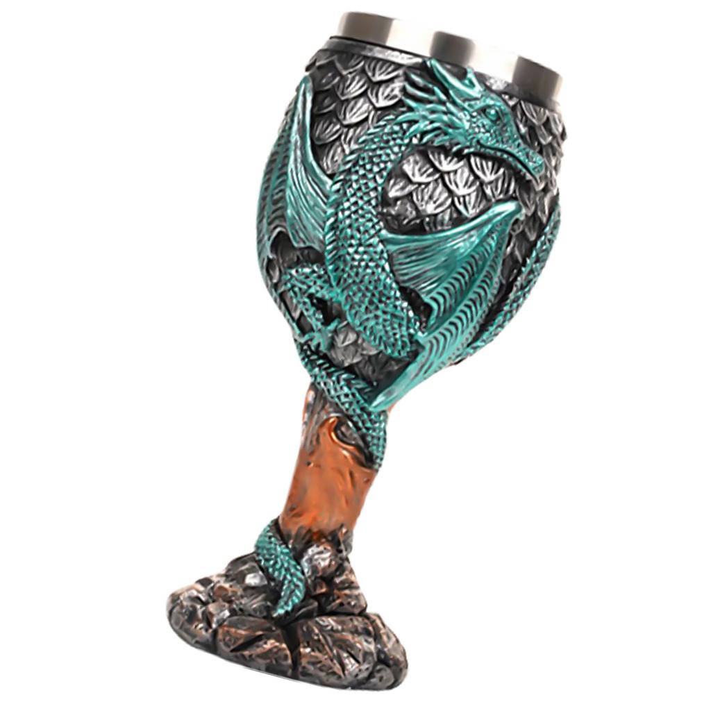 Wine Cup Vintage Dragon Embossed High Stem Wine Glass Wine Drinking Cup Resin Crafted Goblet for Home Decoration