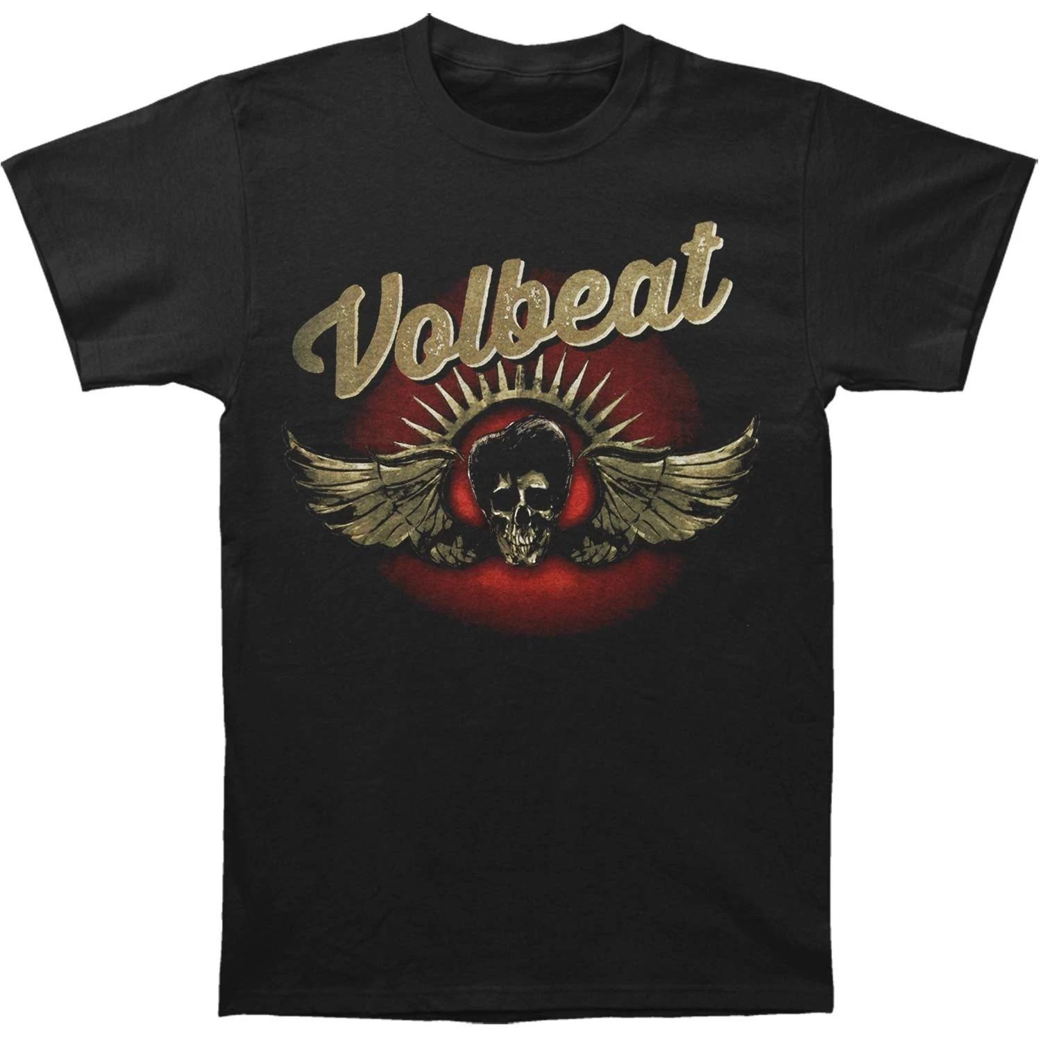 Men s Volbeat Dark Skull Wings T-shirt Medium Black XXL