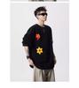 Unisex Floral Embroidered Sweatshirt - Spring & Autumn Trendy Round Neck Casual Base Layer