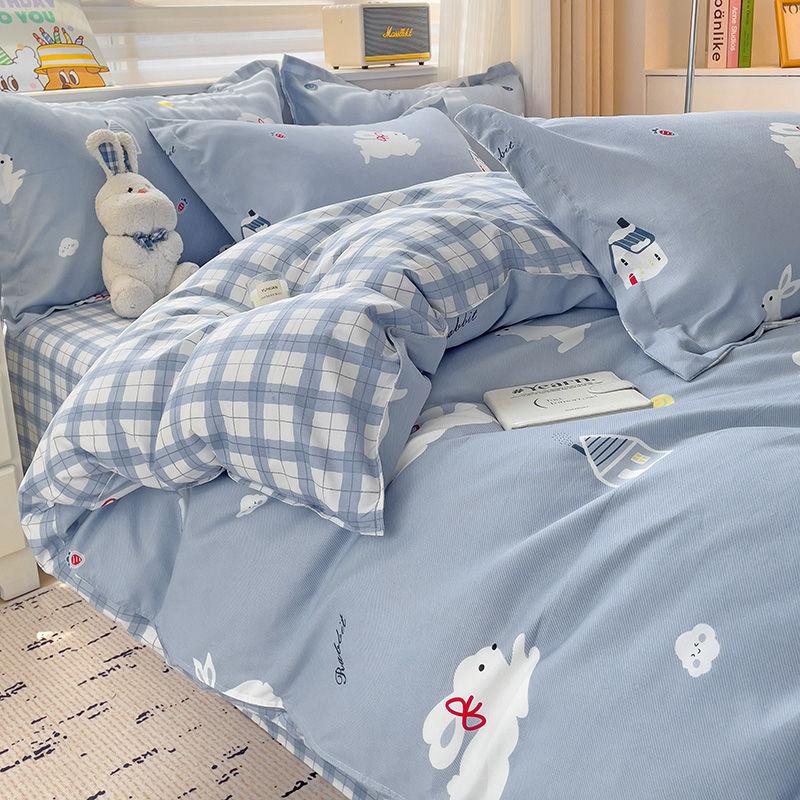 Zestaw czteroczęściowy Klasy A Domowy Gruby Przyjazny dla skóry Piaskowany Twill Ins Kreskówkowy Pokrowiec na kołdrę Zestaw trzyczęściowy na łóżko do akademika