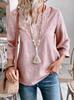 Women's V Neck 3/4 Flare Sleeve Hollow Eyelet Embroidery Blouse Loose Boho Lace Cutwork Top
