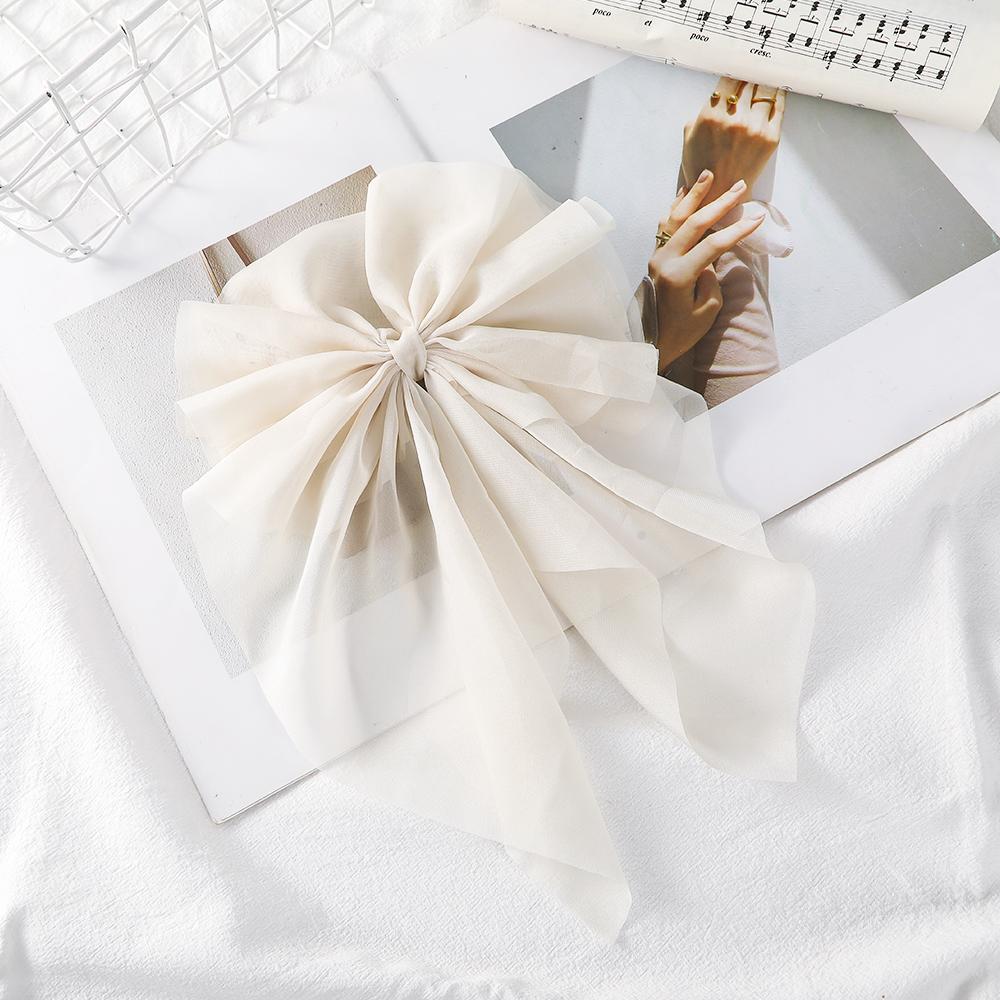 Mesh Streamer Bow Spring Clip Pink Large Bow Hairpin Girls Summer Ponytail Hair Clip Styling Hair Accessories Fashion Barrettes