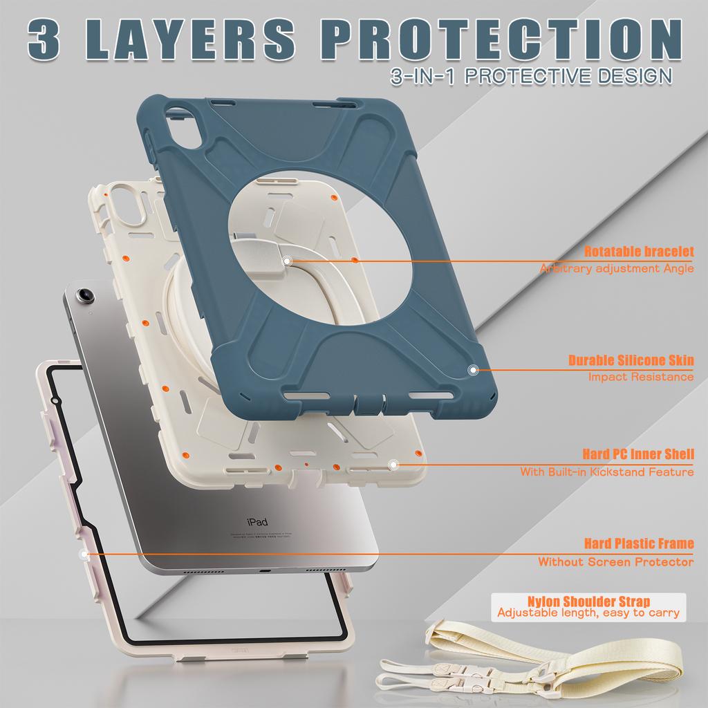 Armor Case Universal for IPad 2025 A16 11th 10.9 2022 10th Gen. A3354 A3355 A3356 A2757 A2777 A2696 Rotating Stand Hybrid Cover