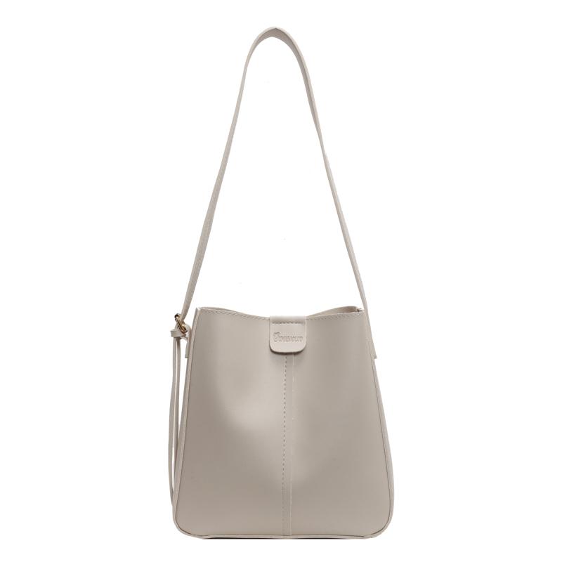 

Комплект из двух сумок, винтажная сумка через плечо большой емкости, женская сумка из мягкой кожи, сумка-ведро через плечо бежевый