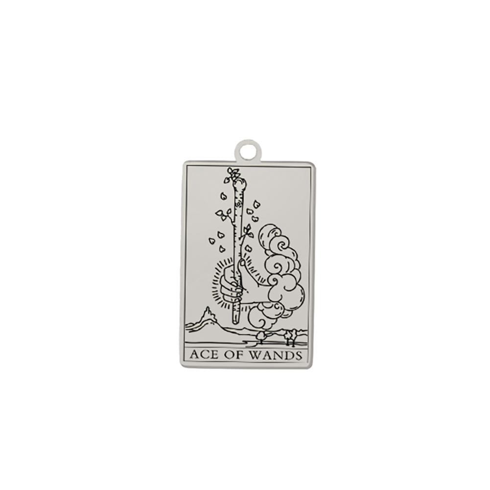 LIKGREAT Stainless Steel Tarot Cards Pendant The Suit of Cups Wands Minor Arcana Tarot Jewelry Vintage Astrology Amulet