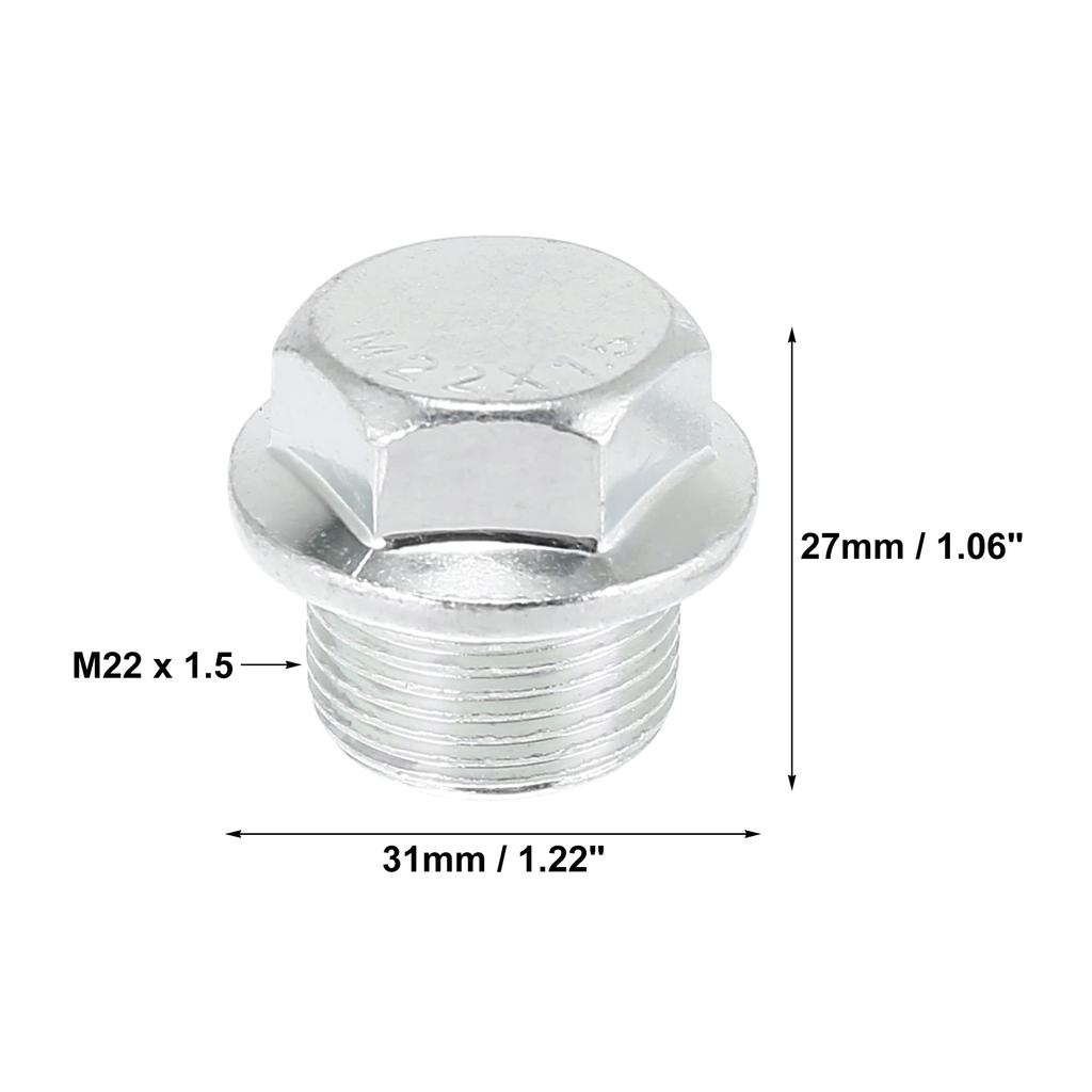 X AUTOHAUX Engine Oil Drain Plug Screw Silver Tone with