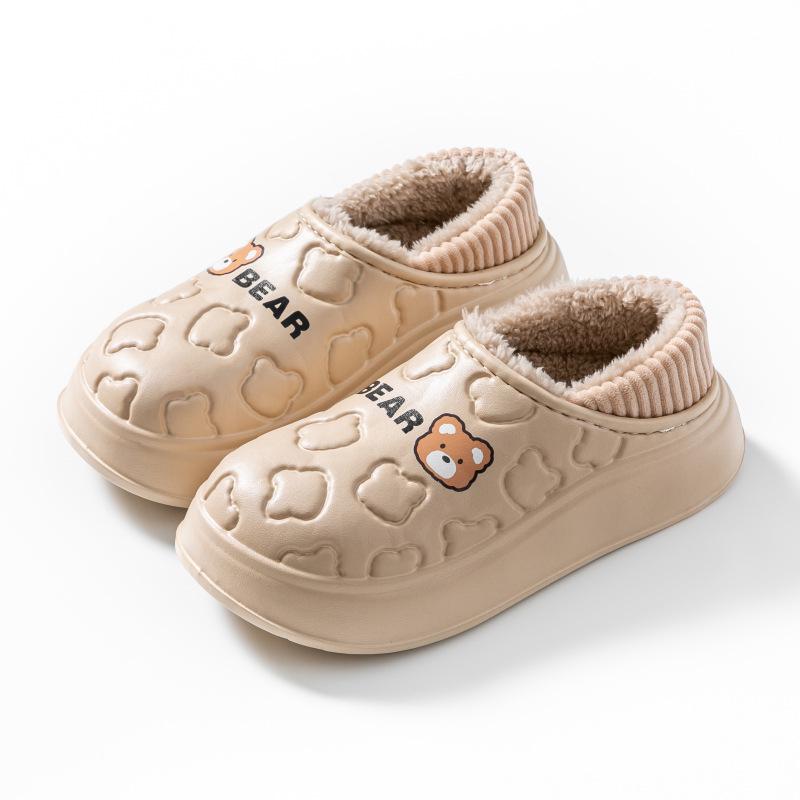2025 Women's Waterproof Cotton Slippers: Closed-Heel, Non-Slip Warm Indoor Shoes for Autumn/Winter