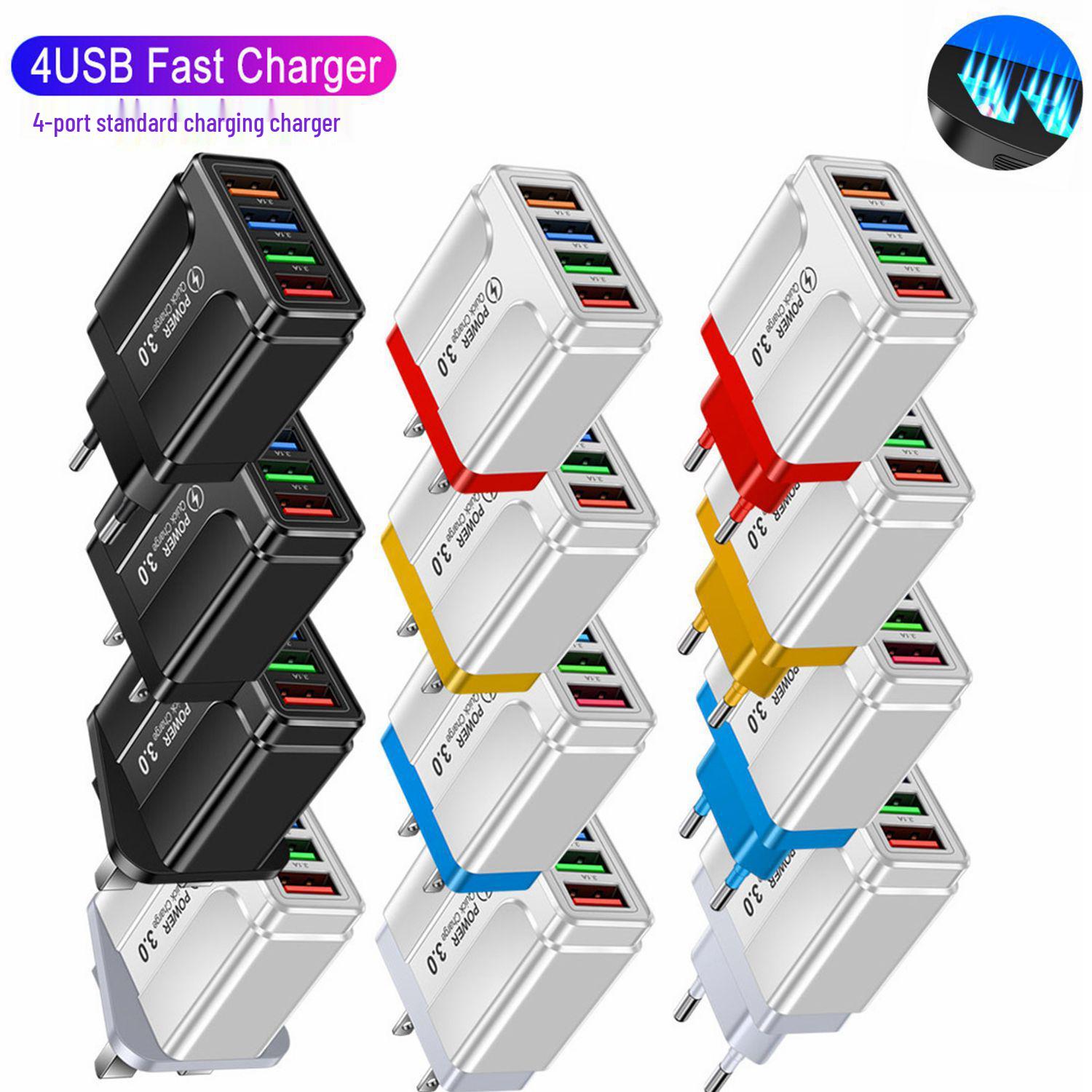 

Luminous 3.1A 4-Port USB Travel Charger with US, EU, and UK Plugs US Blue