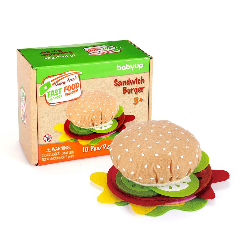 28PCS Felt Food Burger Sandwich Food Set Children Pretend Play Toys Food Sandwich Toys Children's Kitchen Role Playing Gifts