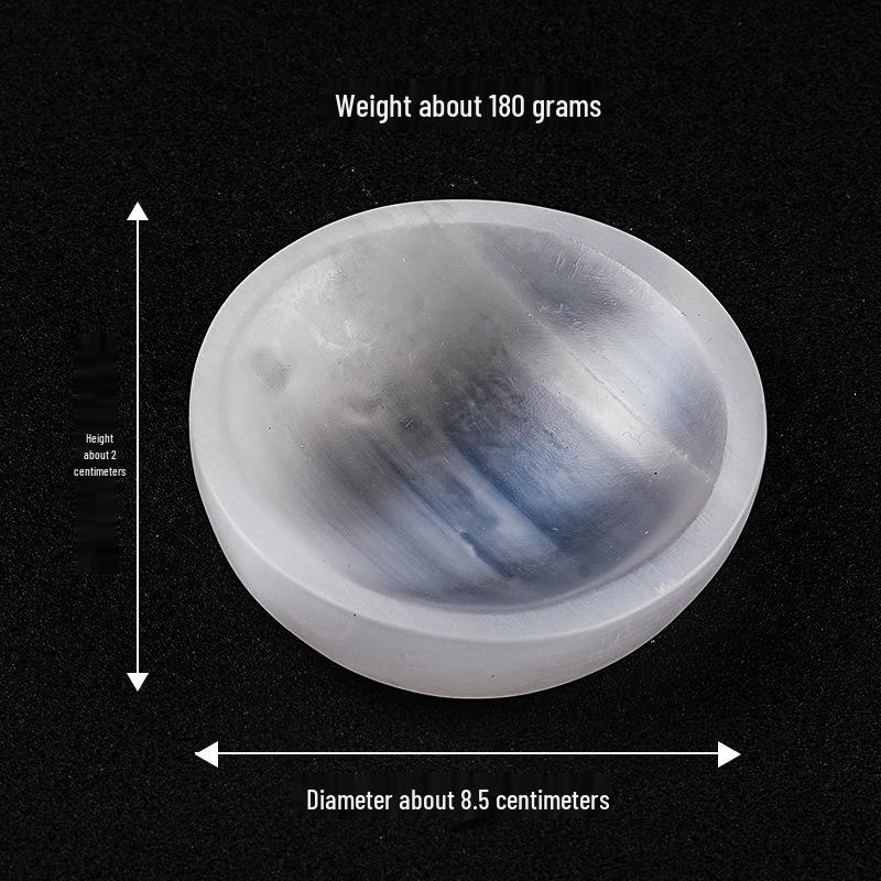 Marokkanische Selenit Runde Schale: Gipsstein Armband Aufbewahrung und Entmagnetisierungsornament