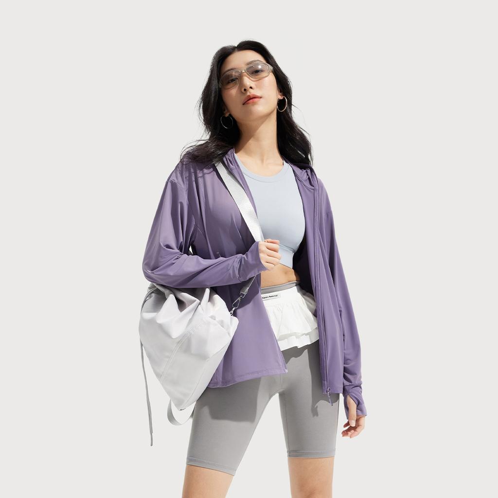 Li Ning Ice Cream Letter Zipper Hooded Comfortable Breathable Versatile Loose Jacket Women Jackets Dark-Gray Purple AFDVE46-4