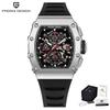 Pagani Design Men's Quartz Watches Japan Movt Skeleton Dial Waterproof Sport Rectangle Sapphire Glass Chronograph Watch For Men