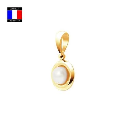 Anhänger - Compagnie Générale des Perles - Echte Zuchtperle 7-8 mm - 18 Karat Gelbgold - Damenschmuck