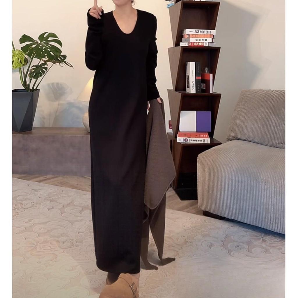ZUOXIAOQI Supermodel Langes Kleid - Herbst Winter Lässiger Rock