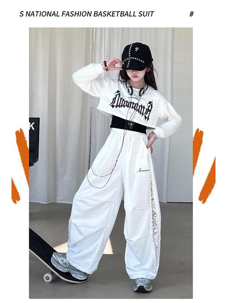 Cooles Hip Hop Jazz Tanzset für Mädchen - Trendiges zweiteiliges Set für Kinder für Frühling/Herbst 2025