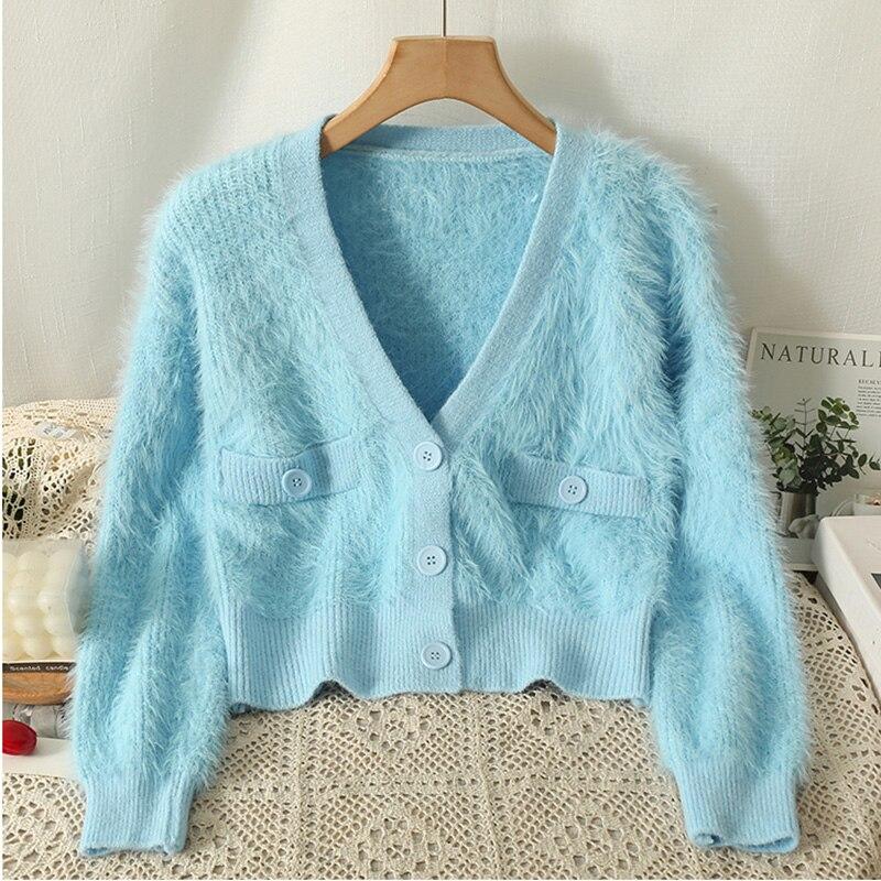 

ITOOLIN женский шикарный розовый кардиган, свитер с v-образным вырезом, тонкий вязаный кардиган, пальто, однобортный для женщин, кардиган, свитер, пальто 2023