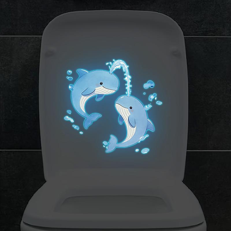 Adesivi Luminosi Blu Delfino per WC Autoadesivi Rimovibili Decalcomania Luminescente al Buio Adesivo da Parete per Bagno Adesivi per Auto