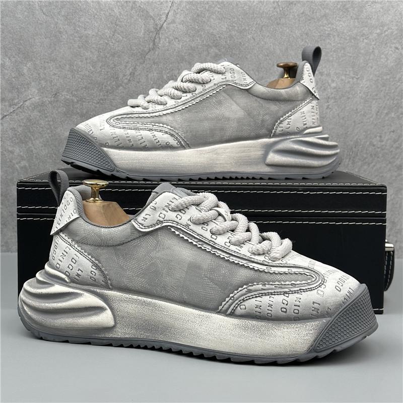 Fashion Vintage Fashion Designer New Men's All Match Lace Up Platform Causal Shoes Flats Moccasins Walking Sneakers  Zapatos Hombre