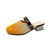 Fashion Spring New Baotou Slippers Women's Fashion Round Head Mesh Cloth Breathable Anti-slip Low Heel Slippers