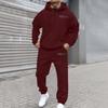 Men's And Women's Street Velvet Hooded Printed Sweatshirt Hoodie Trousers Suit