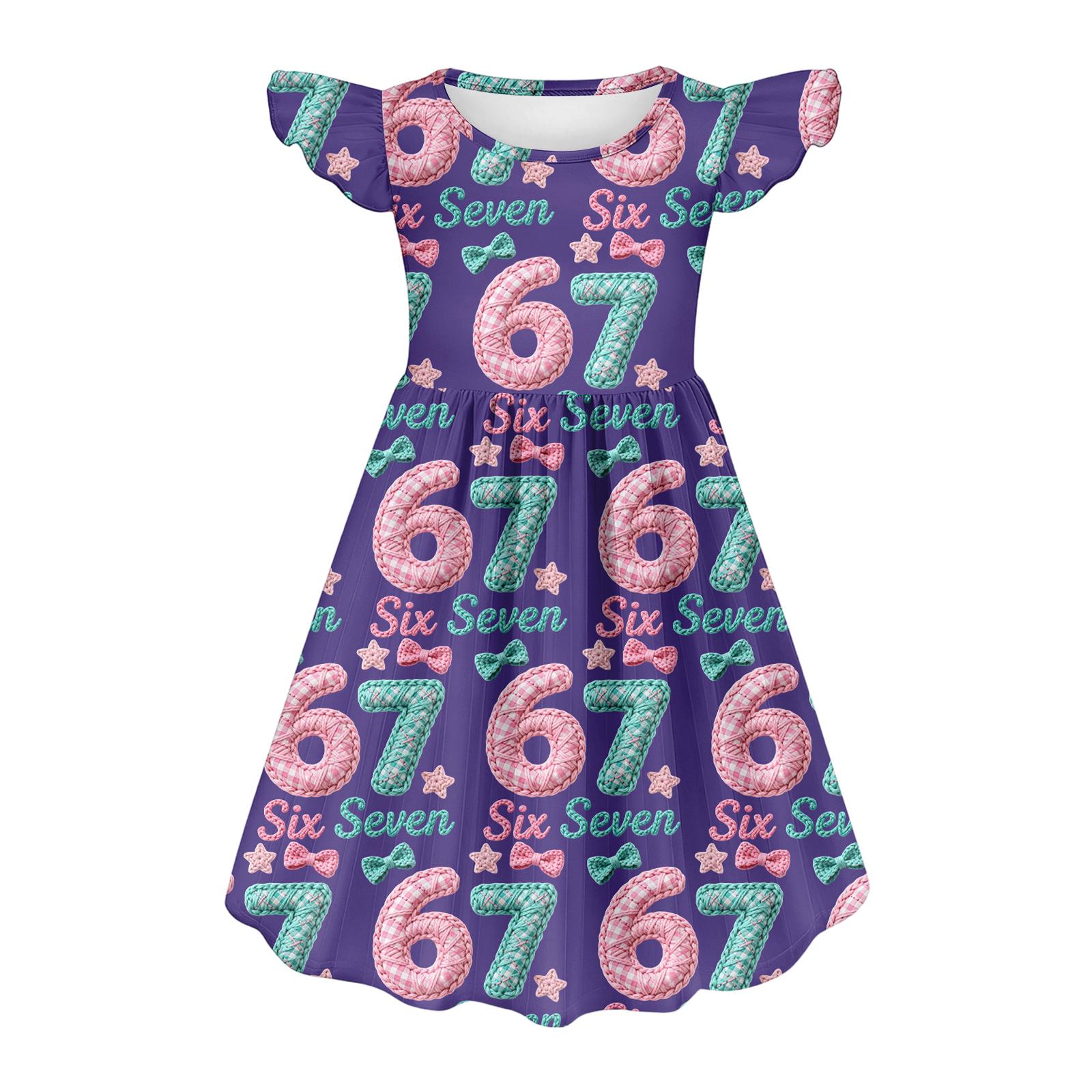 

Girls Toddler SleeveDress Dresses Printed Party School Dresses Clothes For Girls 120 фіолетовий
