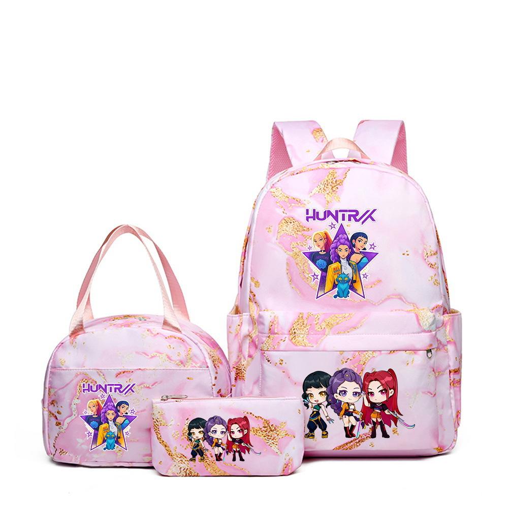 Kpop Witch Hunter Backpack Lunch Bag Pencil Case Set Student Animation Fashion School Bag Pencil Case Lunch Bag