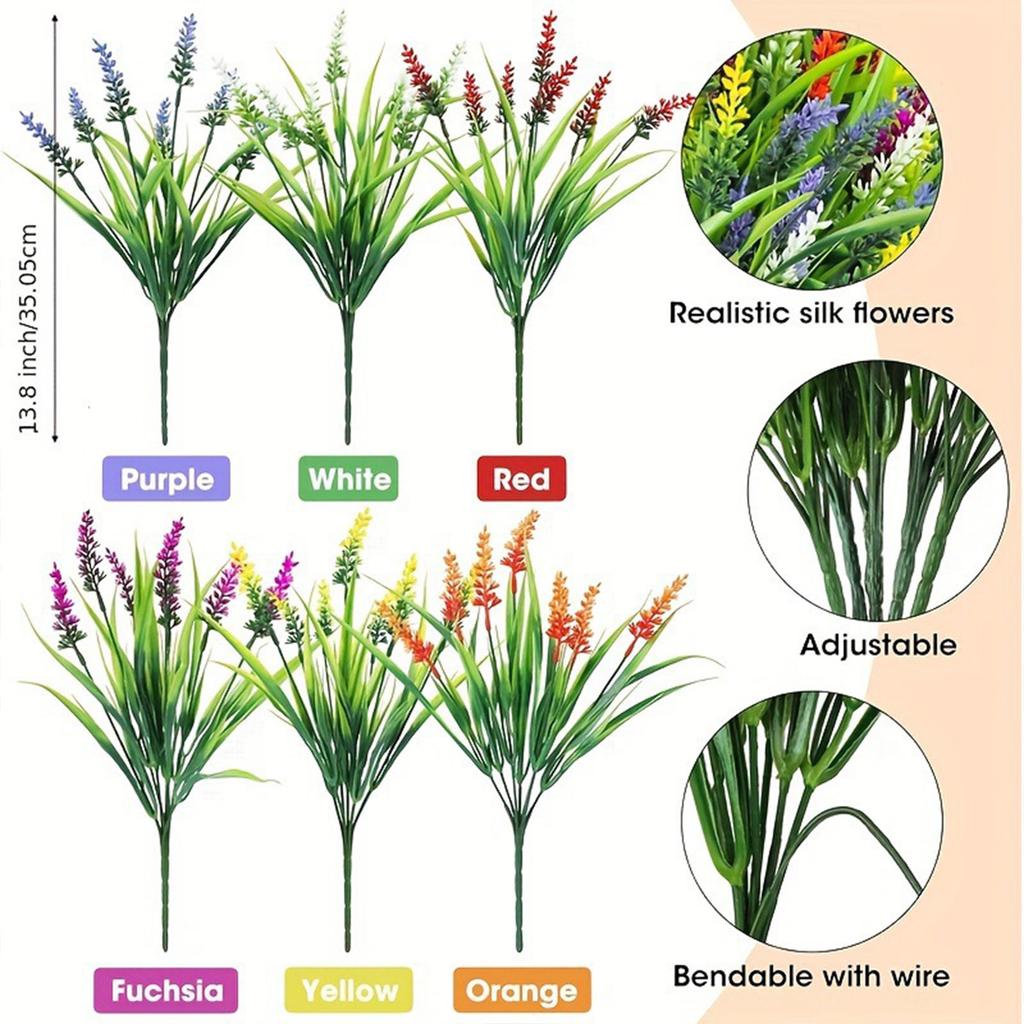 Artificial Bouquet Set of 6 Stems Simulation Plant Arrangement for Indoor and Outdoor Home Garden Office Decorative Use