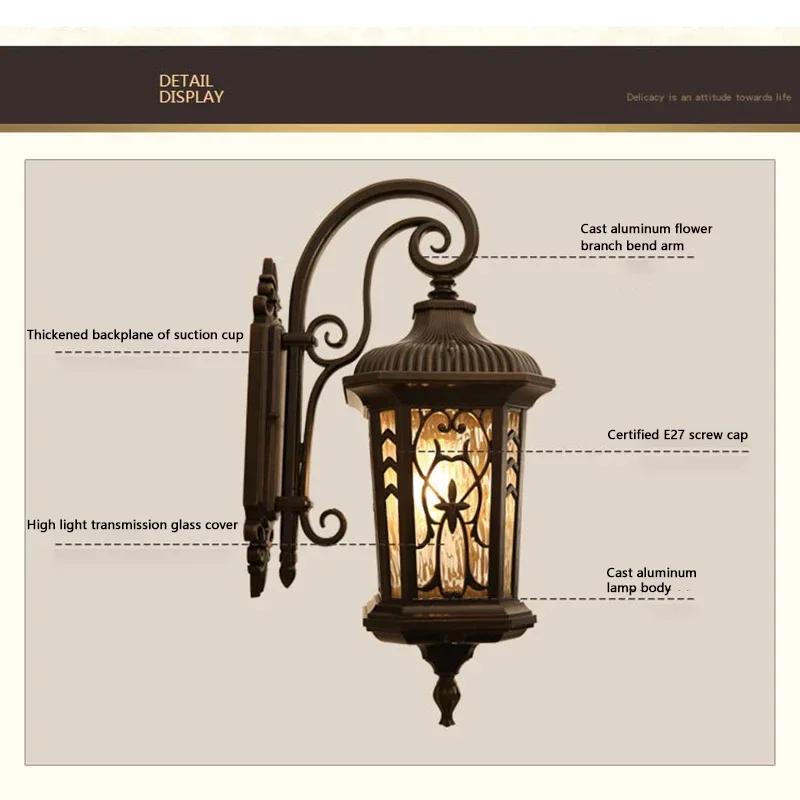 Wasserdichte Wandleuchte im europäischen Stil Retro Vintage Verandalampe Europa Außenwandleuchte Amerikanischer Stil Retro Außenleuchte