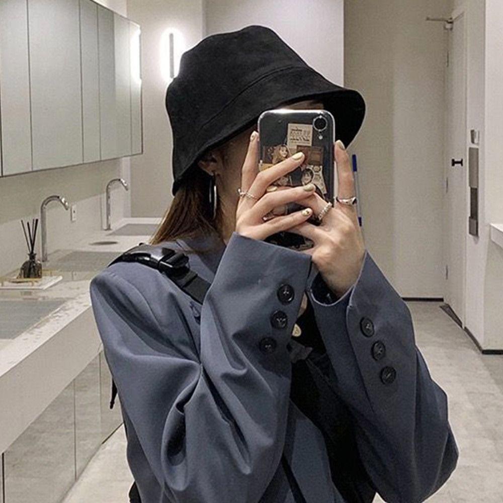 Plush Fisherman Cap Suede Wool Basin Sun Cap Outdoor Bucket Hat  for Women
