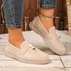 Vier Jahreszeiten Damen Wildleder Schleifen-Dekor Loafer Metallakzent Rutschfeste Flachsohle Zum Hineinschlüpfen Büroarbeit Tägliche Freizeit-Gehschuhe