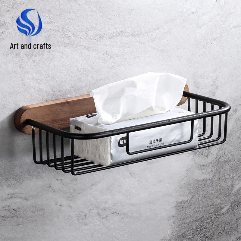 Black Walnut No-Drill Bathroom Tissue & Phone Holder