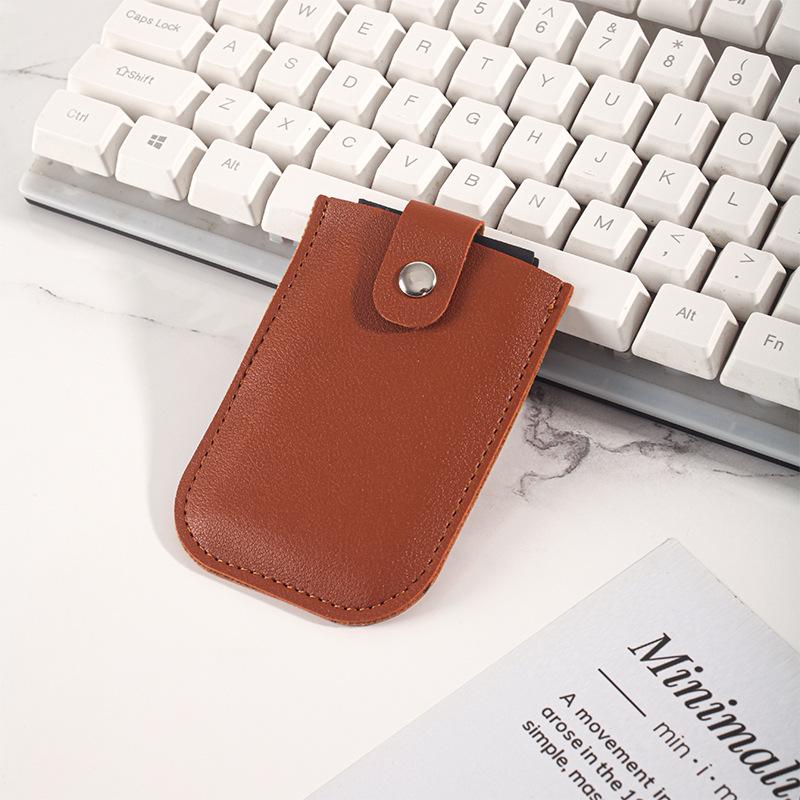 Stacked concealed pull-out card holder for multi-card slots, leather with snap fastening, pull-out card holder for card holder