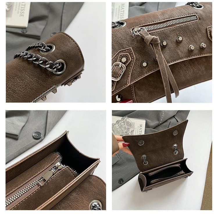 Rivet locomotive bag women's metal chain shoulder messenger bag