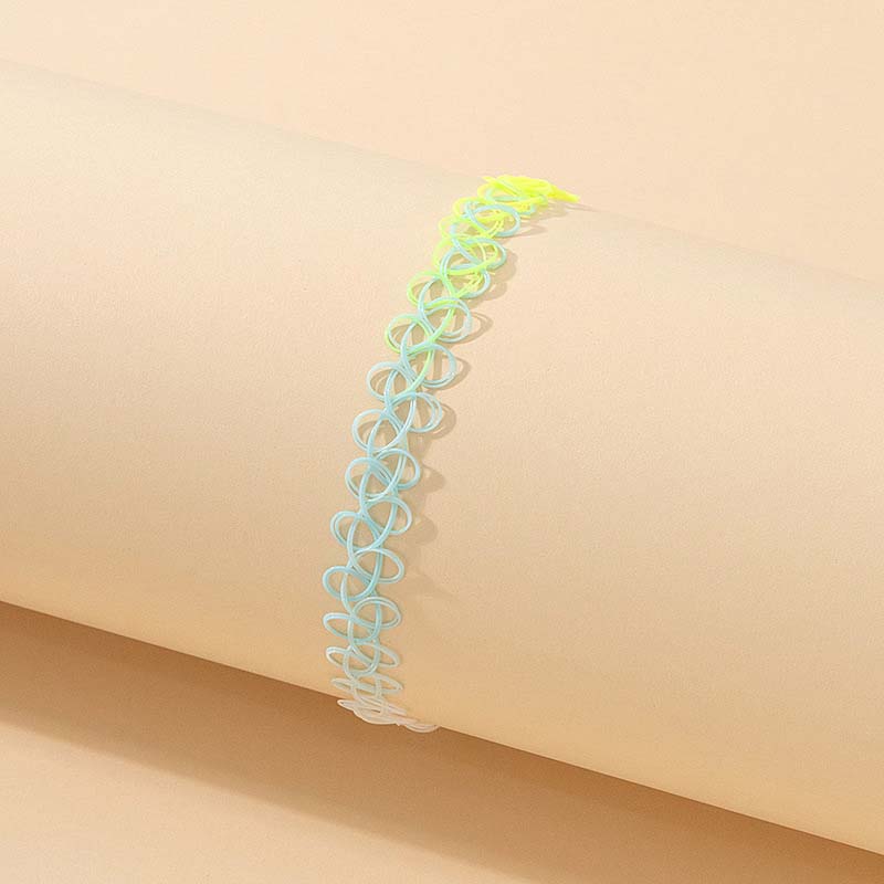 Fashion Colorful Braided Fish Thread Choker Necklace For Women Girls Vintage Elastic Beaded Neck Chain Necklace Jewelry Gifts