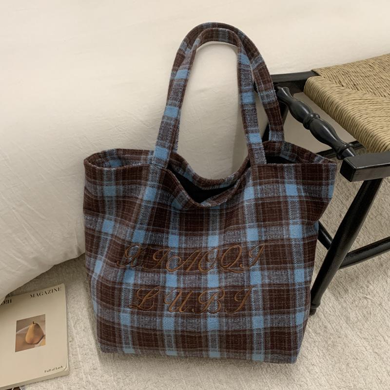 Слэк большая вместительная шерстяная сумка женская зимняя сумка через плечо для commuters студенческая сумка-тоут для занятий синий