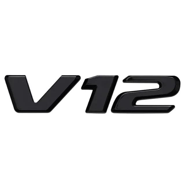 3d Chrome Black V12 Logo Letters Car Fender Emblem For Mercedes Benz Coil W220 CL 500 CL600 S600 V12 Badge Sticker Accessories