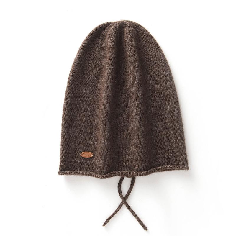 Autumn and winter new skin-friendly cashmere drawstring soft waxy knitted warm cashmere cap is in stock in large quantities
