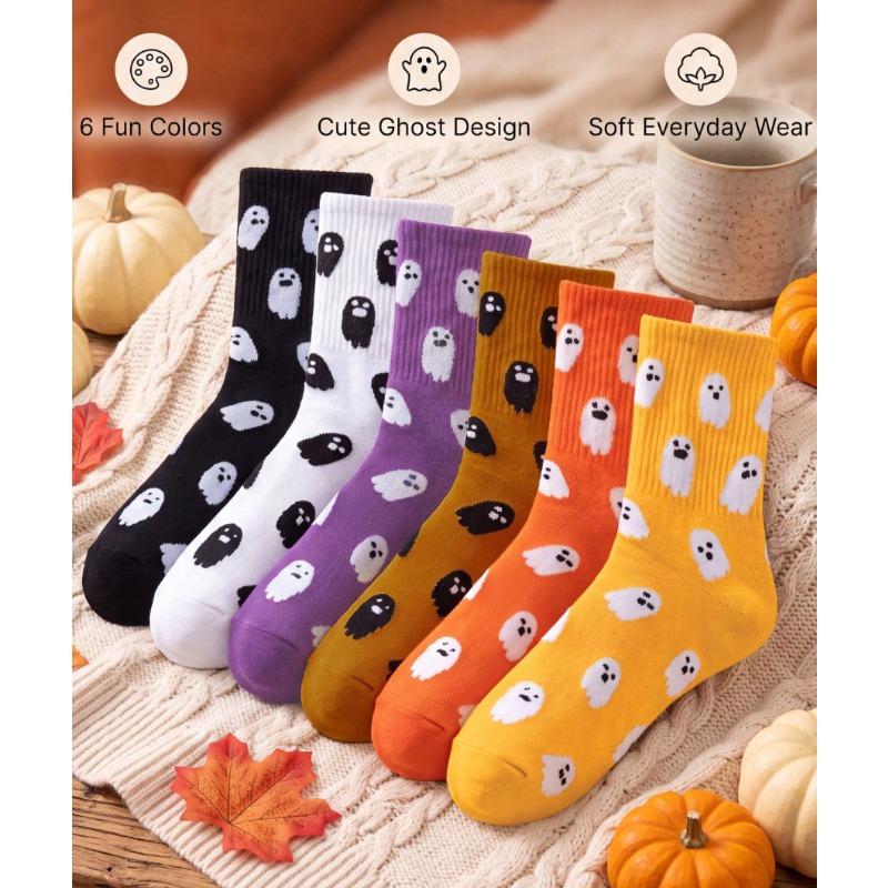 Socks Halloween Unisex Spring and Autumn Cartoon Ghost Ins Versatile Color Mid Tube Socks