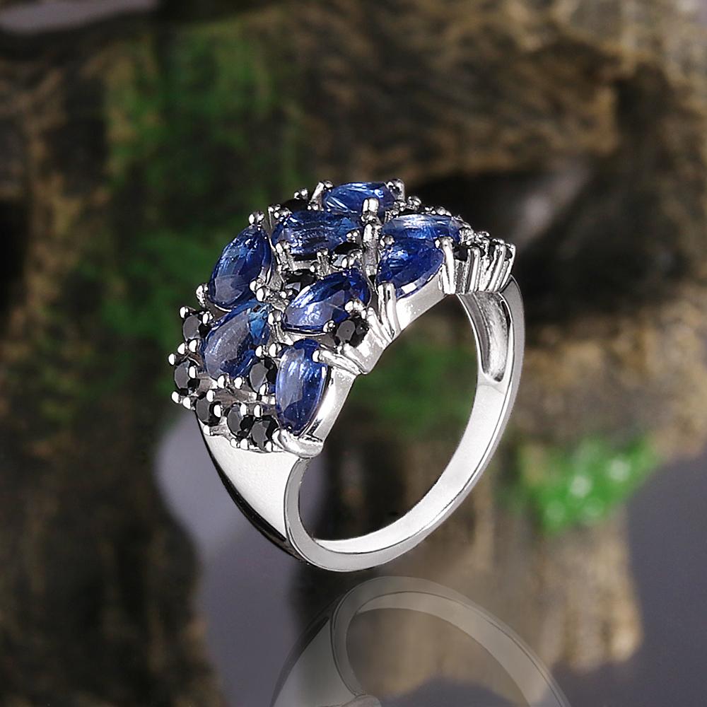 Elegant natural kyanite Jewelry set pear 4*6mm real Gemstones 925 steling siver Earrings Ring for women's Banquet Wedding Gifts