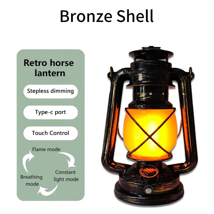 Rechargeable Retro Portable Lantern Hanging Travel Camping Lamp 3 Lighting Mode Vintage Atmosphere Light for Hotal Resturant Bar